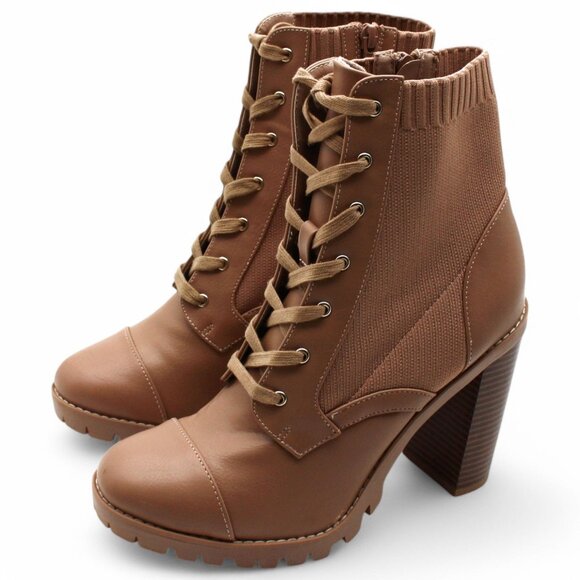 Bcbgeneration Womens Beige 1-1/2 Platform Padded Stretch Pilas Round Toe Stacked - Picture 4 of 7